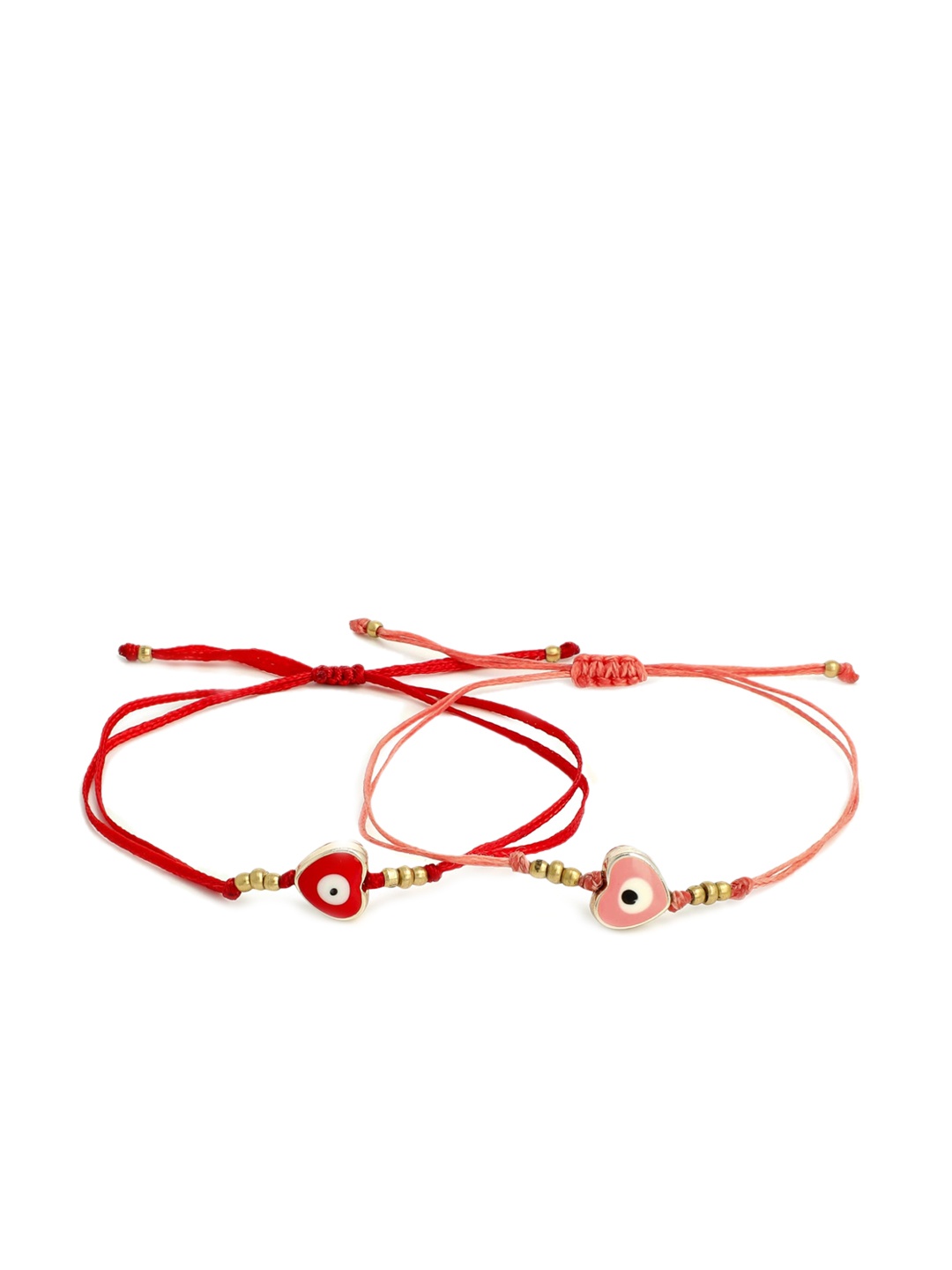 

EL REGALO Unisex Kids 2 Gold-Toned & Red Gold-Plated Kada Bracelet
