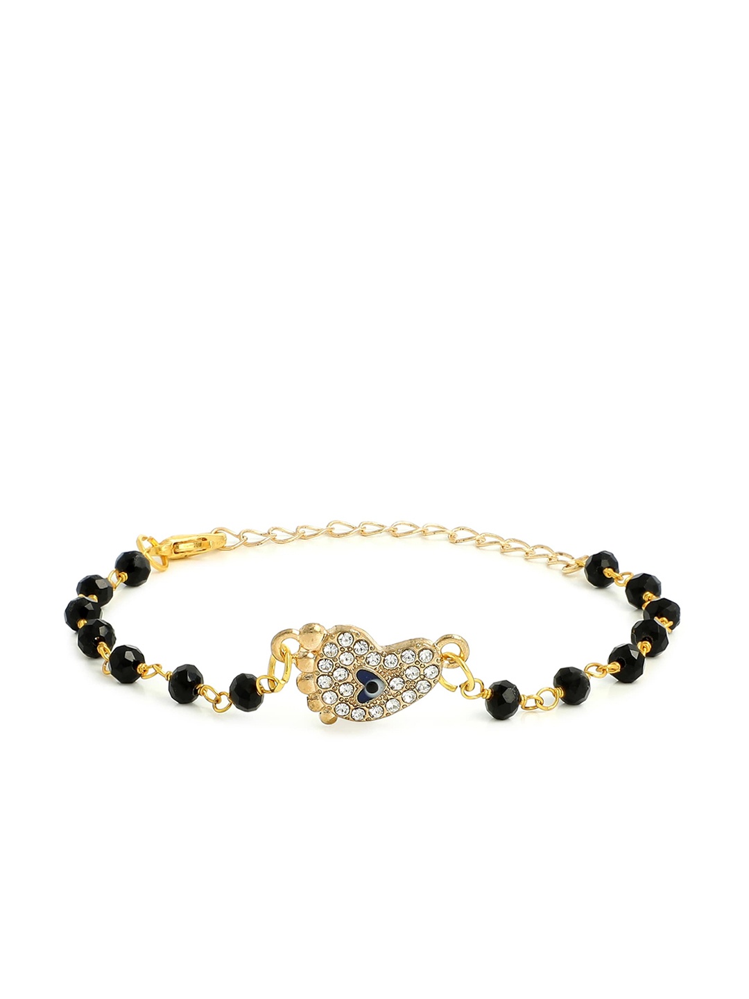 

EL REGALO Unisex Kids Black & White Gold-Plated Link Bracelet