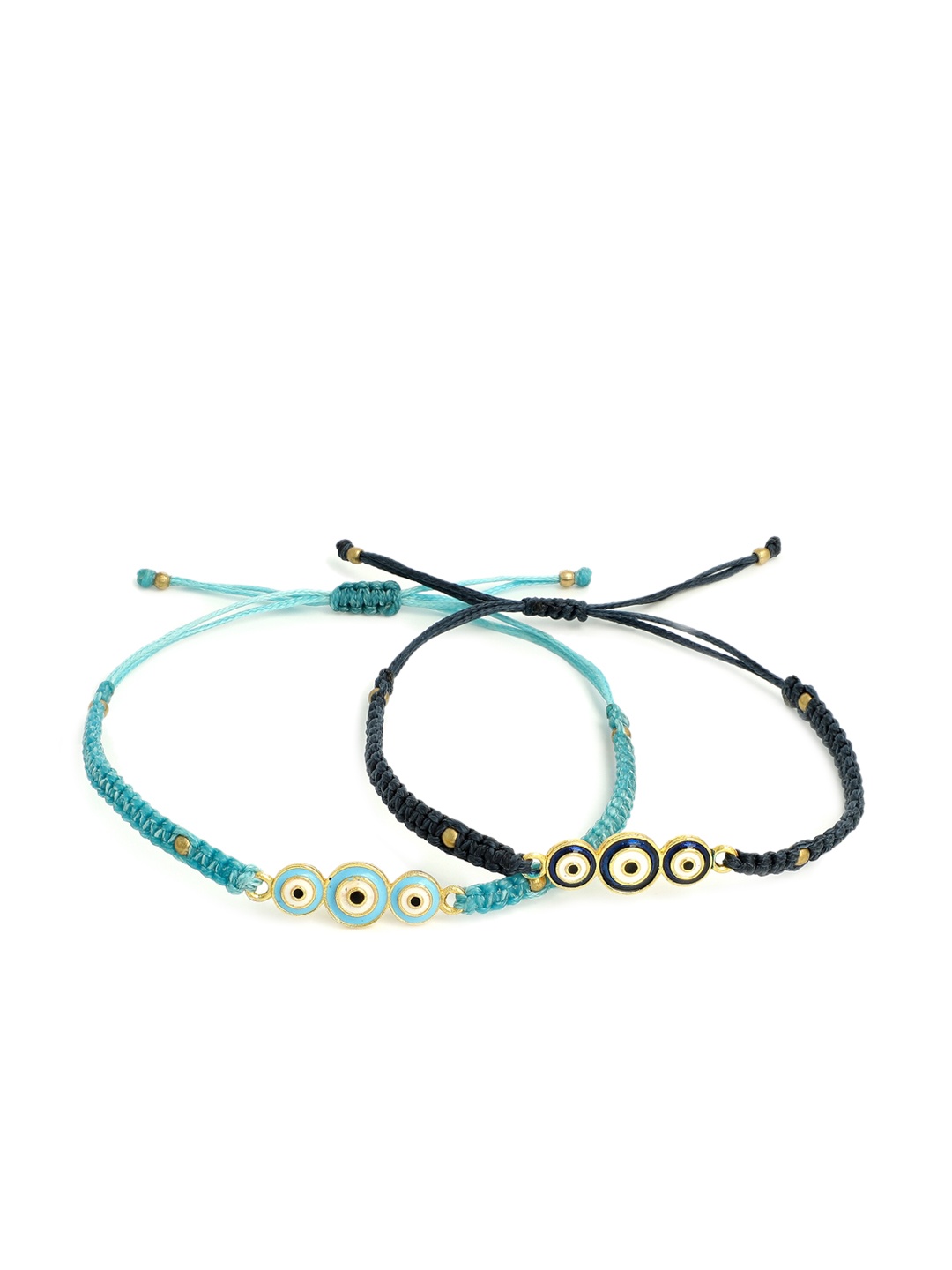 

EL REGALO Unisex 2 Gold-Toned & Blue Gold-Plated Bangle-Style Bracelet