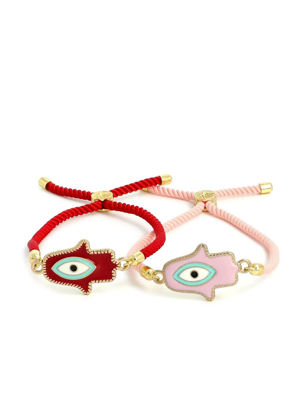 

EL REGALO Unisex 2 Gold-Toned & Red Gold-Plated Bangle-Style Bracelet