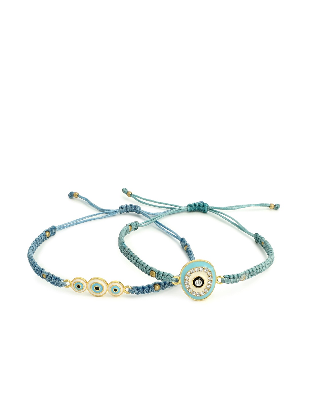 

EL REGALO Unisex 2 Gold-Toned & Blue Gold-Plated Bangle-Style Bracelet