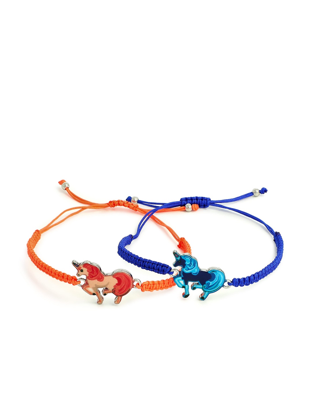 

EL REGALO Unisex Kids Pack of 2 Red & Blue Cuff Bracelet