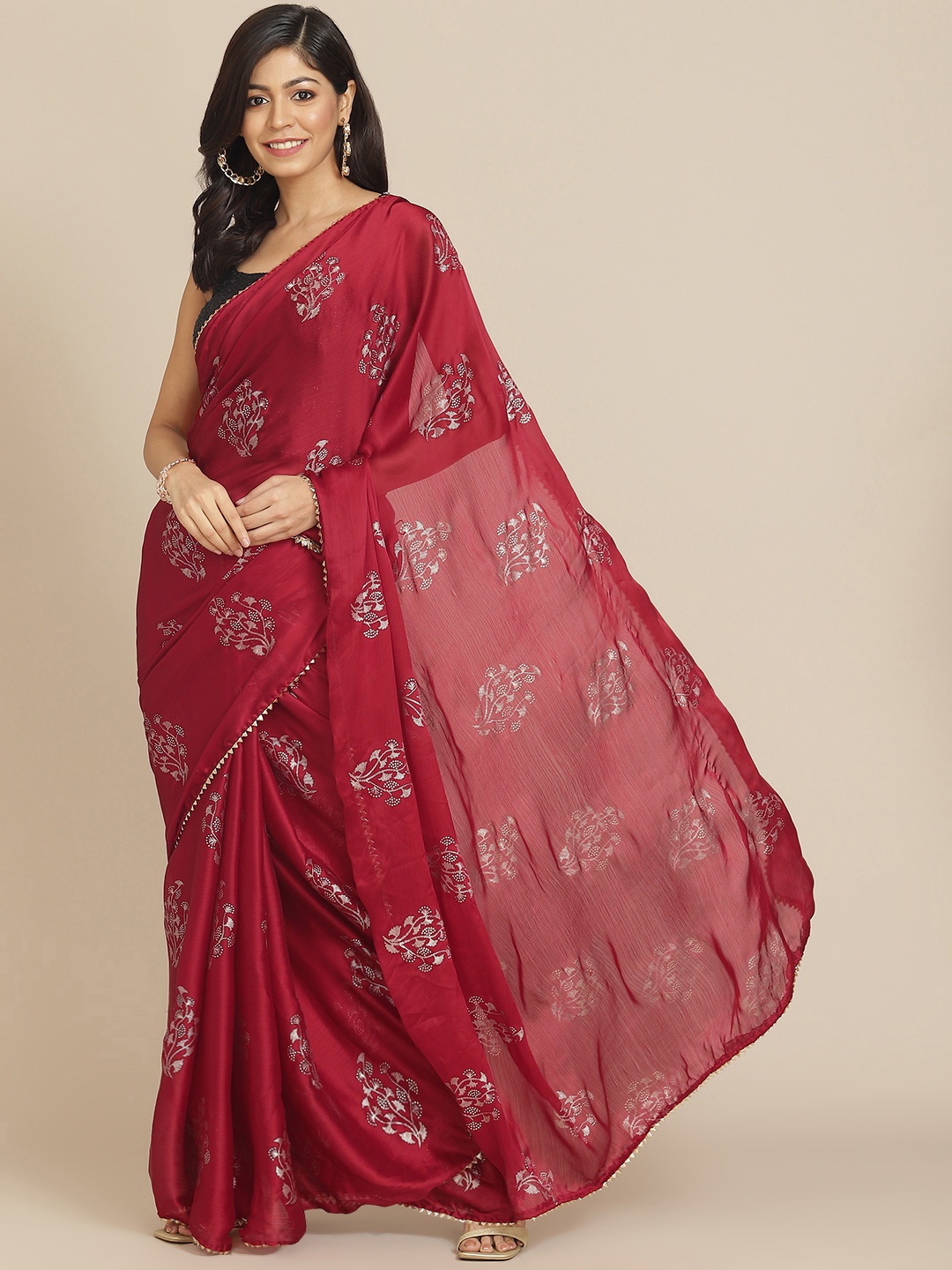 

Tikhi Imli Red Floral Saree