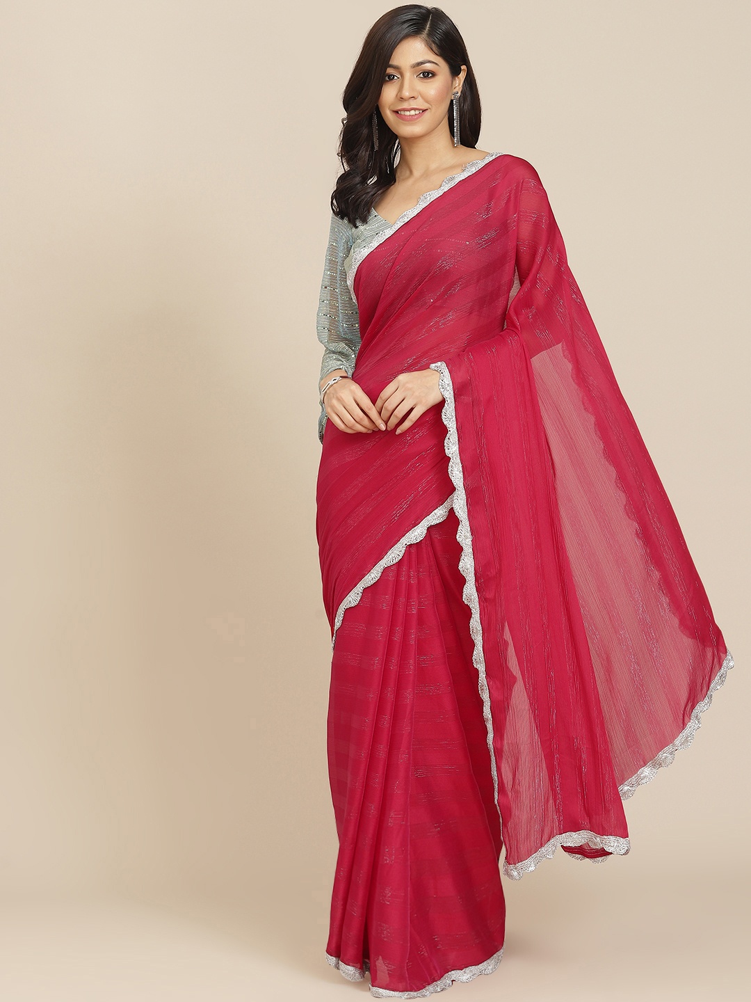 

Tikhi Imli Pink Striped Saree