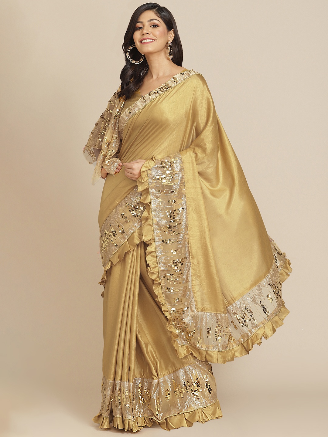 

Tikhi Imli Mustard Yellow Embellished Saree