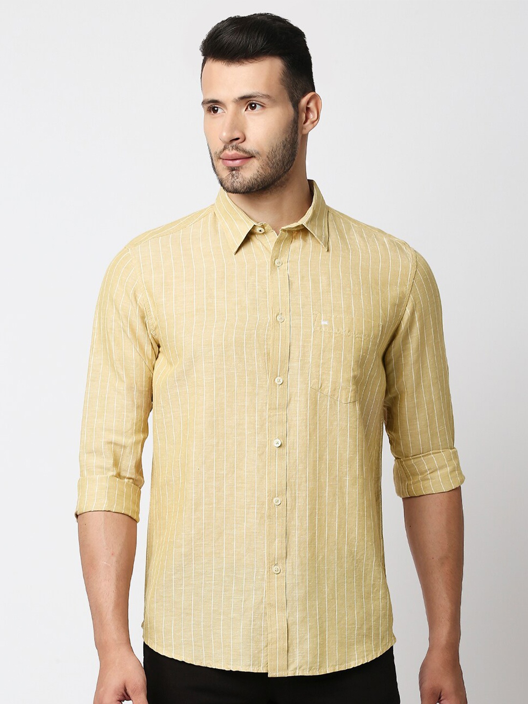 

Basics Men Beige Slim Fit Casual Shirt