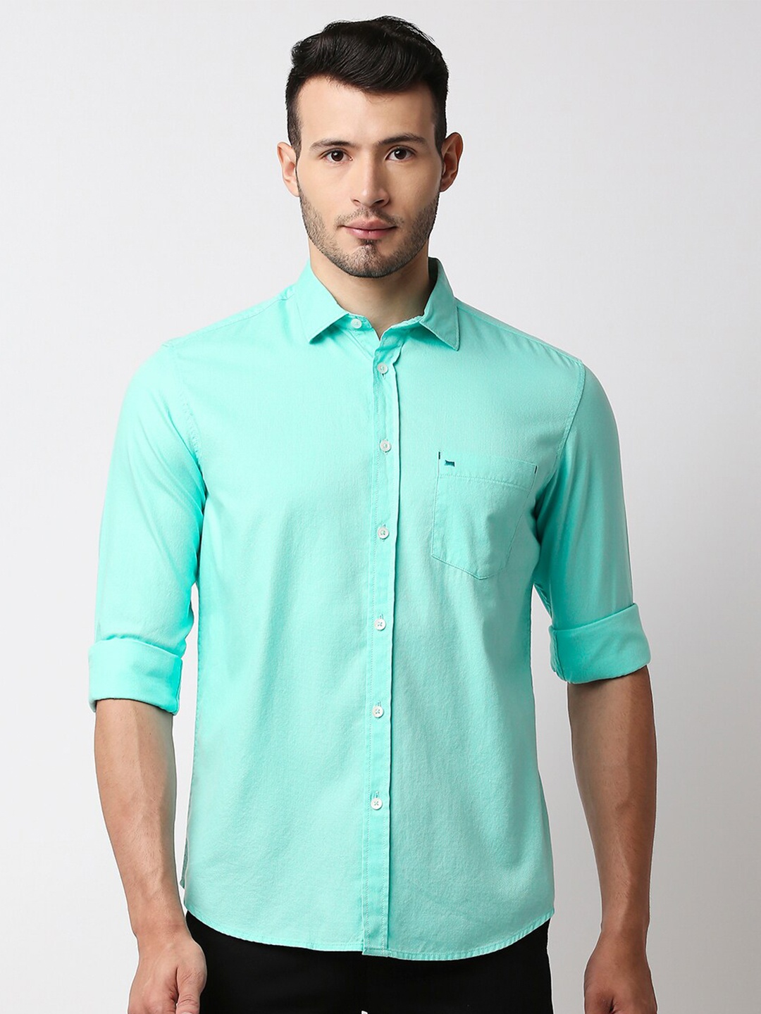 

Basics Men Green Slim Fit Casual Shirt