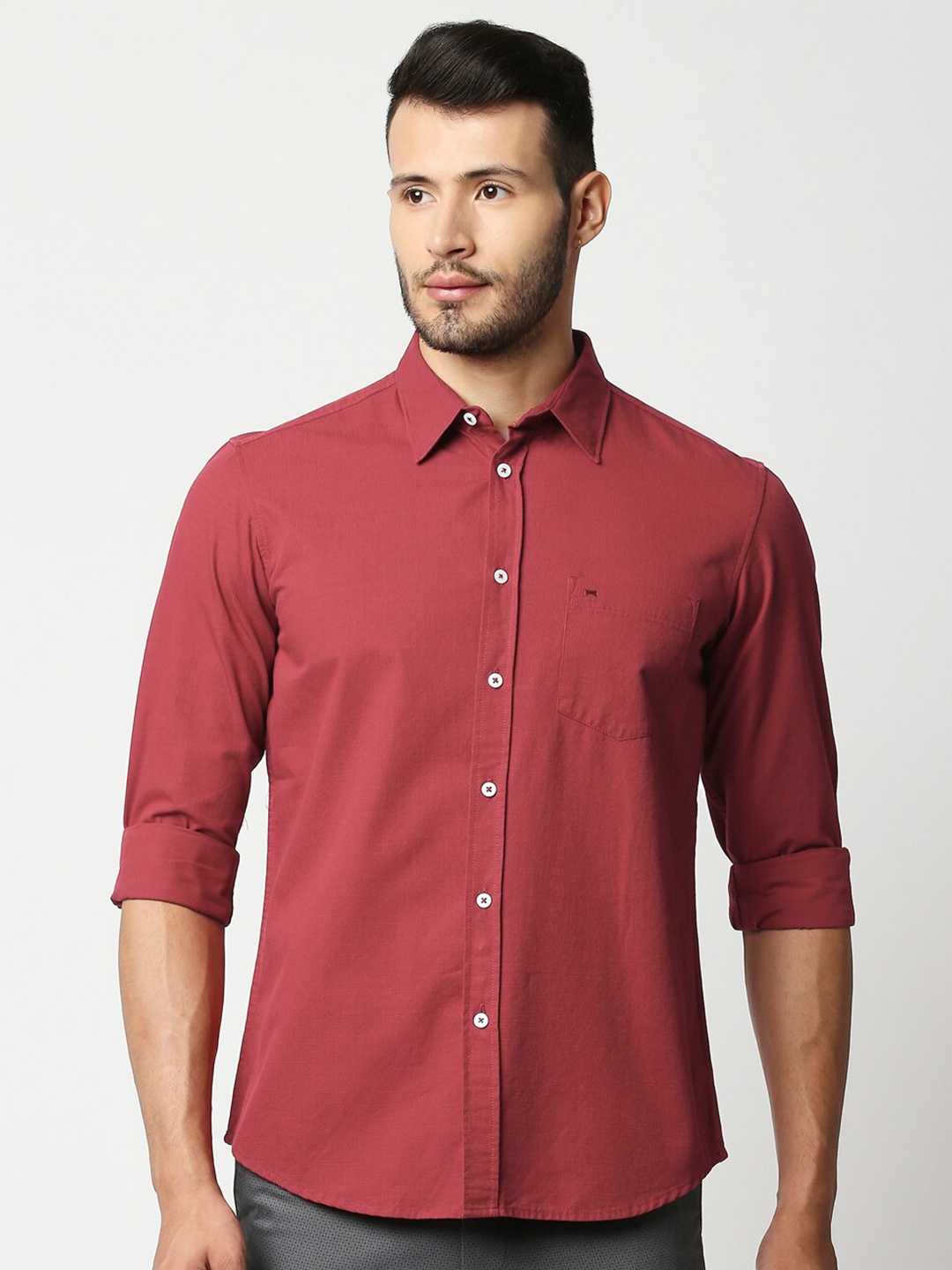 

Basics Men Red Slim Fit Casual Shirt
