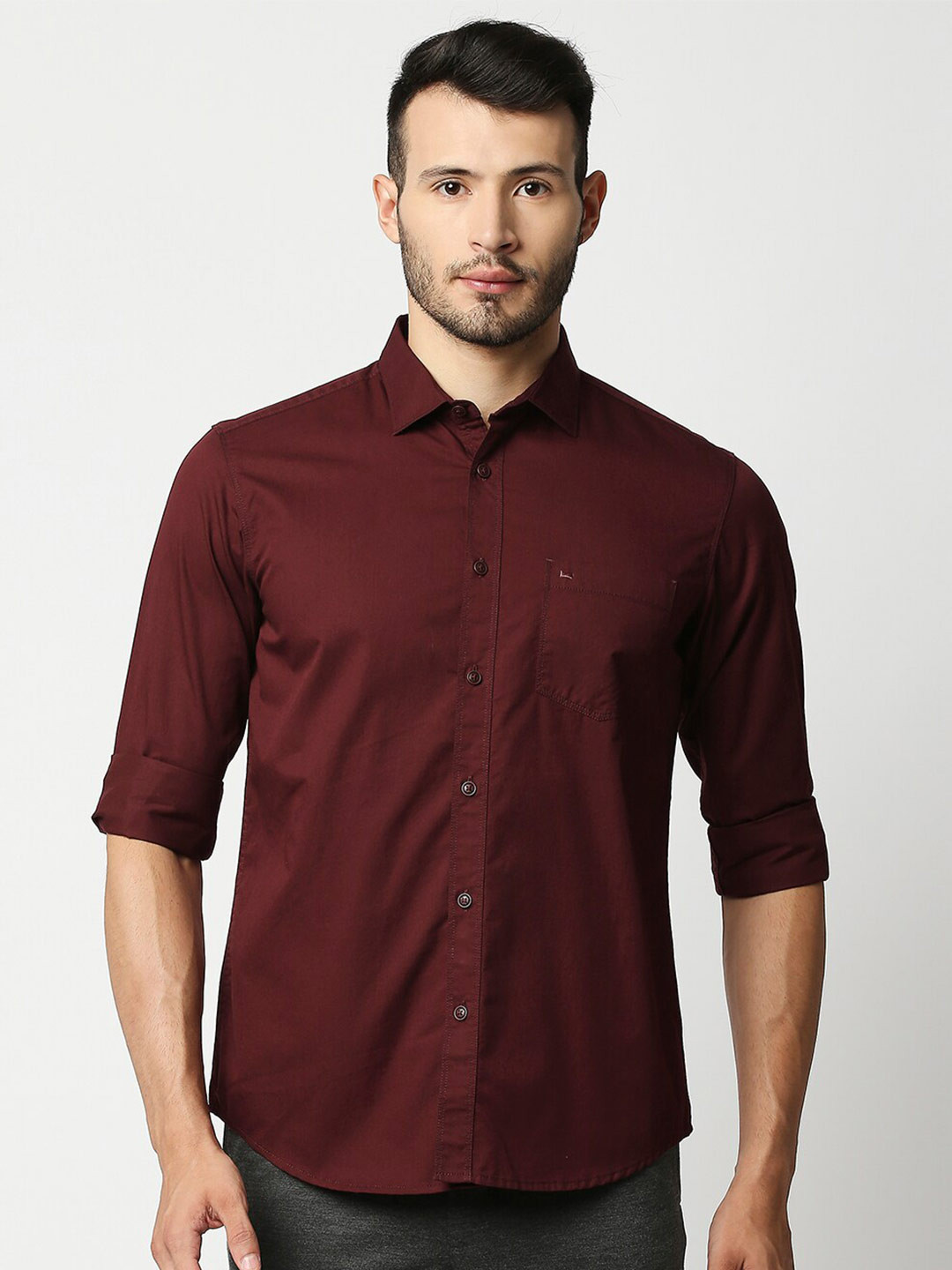 

Basics Men Maroon Slim Fit Casual Shirt