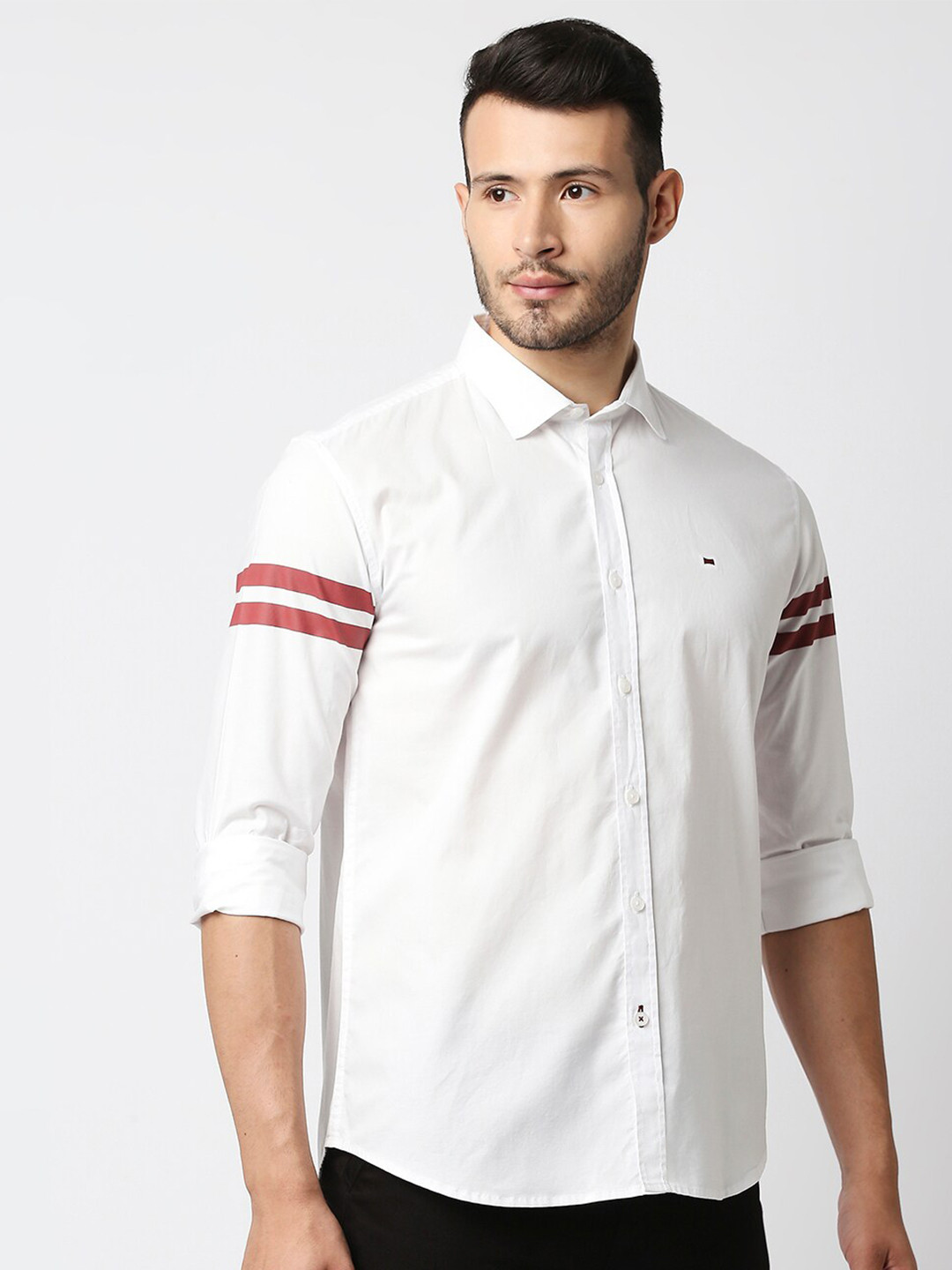 

Basics Men White Slim Fit Casual Shirt