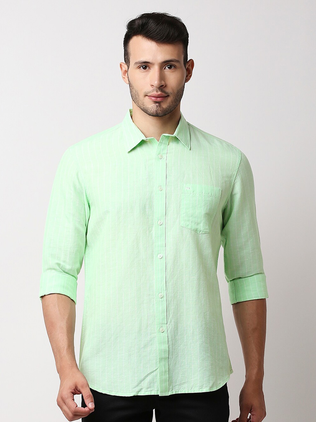 

Basics Men Green Slim Fit Casual Shirt