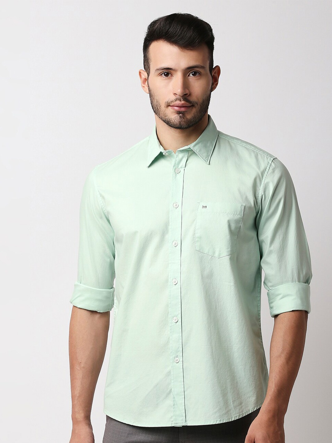 

Basics Men Green Slim Fit Casual Shirt