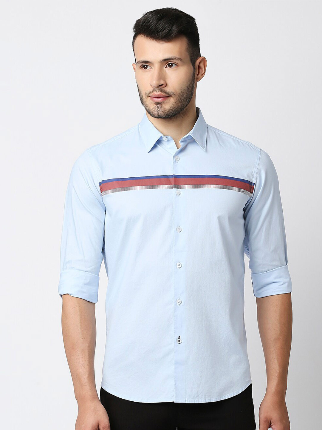 

Basics Men Blue Slim Fit Casual Shirt