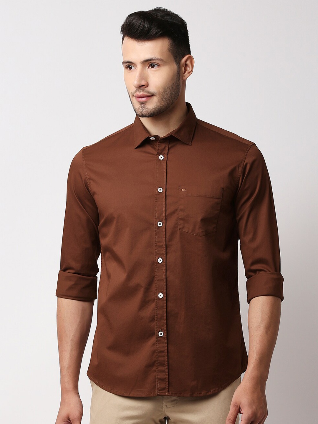 

Basics Men Brown Slim Fit Casual Shirt