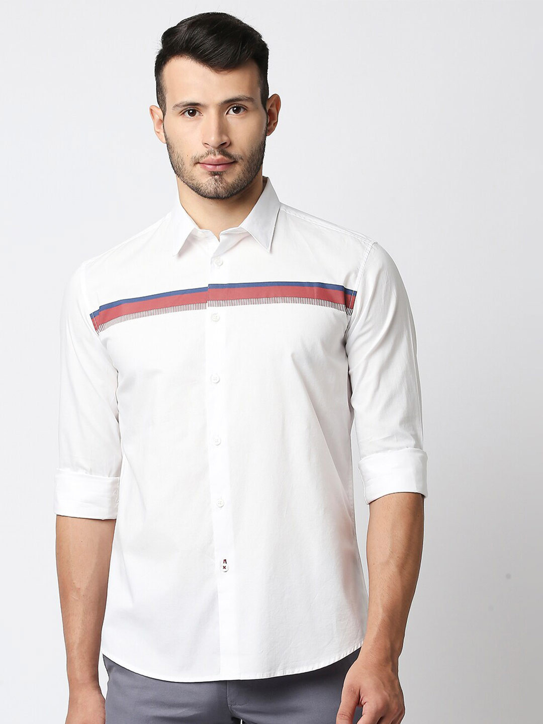 

Basics Men White Slim Fit Casual Shirt
