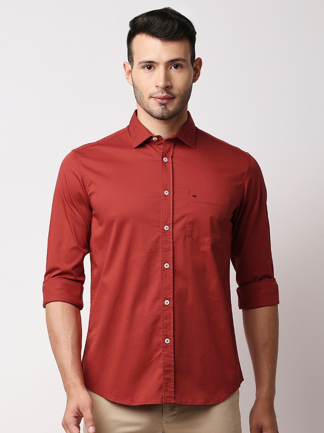 

Basics Men Brown Slim Fit Casual Shirt