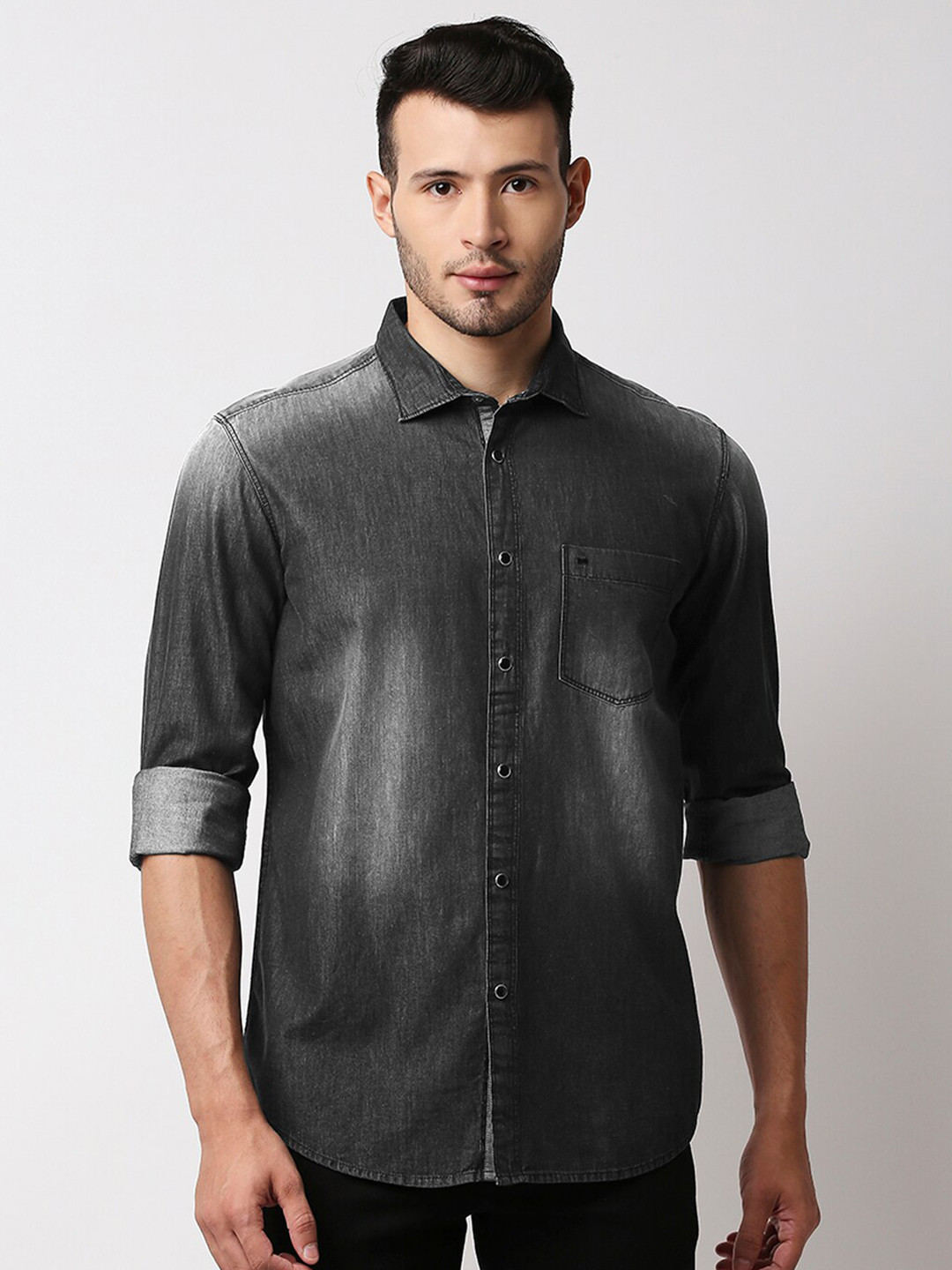 

Basics Men Black Slim Fit Casual Shirt