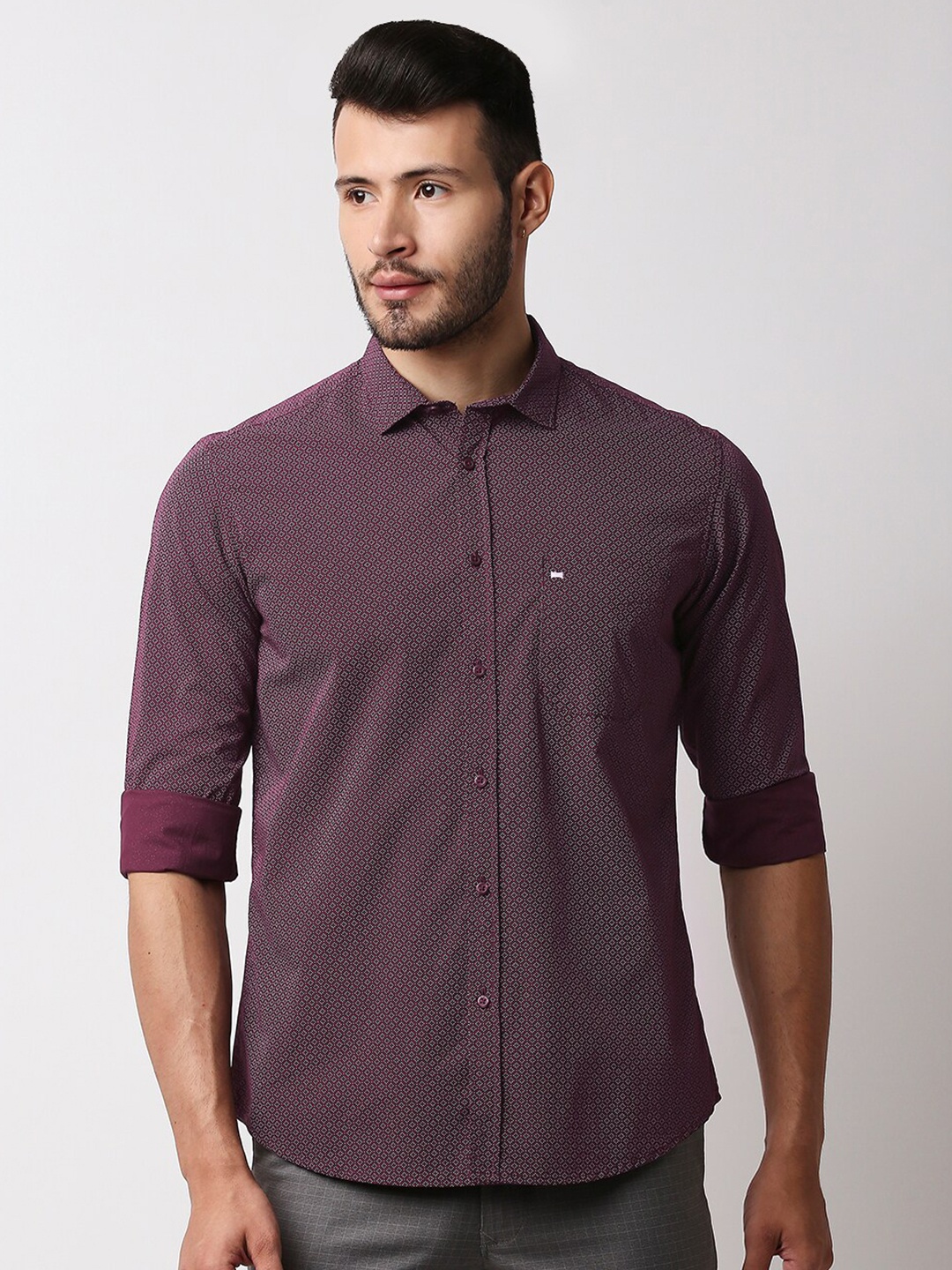 

Basics Men Maroon Slim Fit Casual Shirt