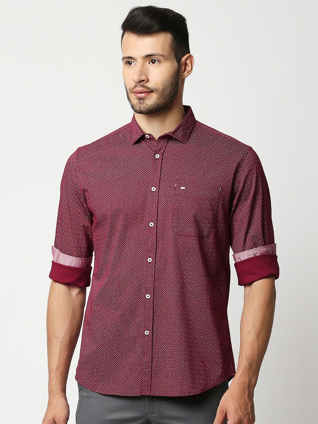

Basics Men Red Slim Fit Casual Shirt