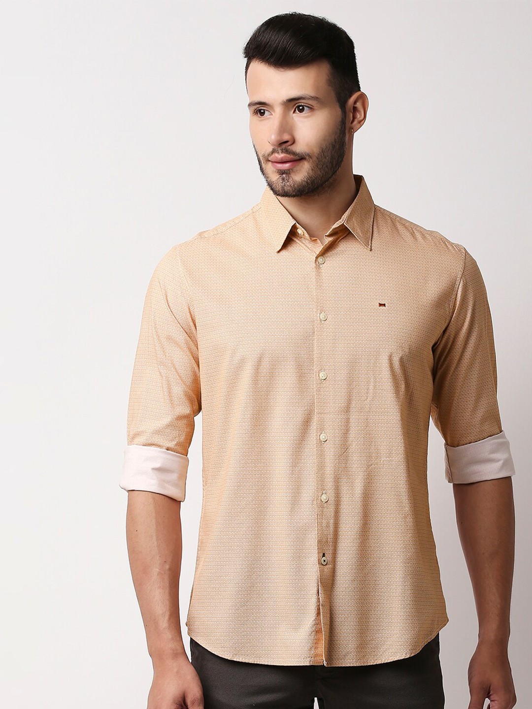 

Basics Men Orange Slim Fit Casual Shirt