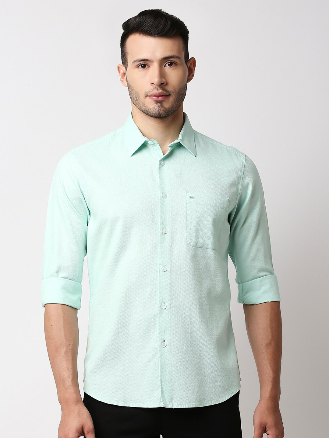 

Basics Men Green Slim Fit Casual Shirt