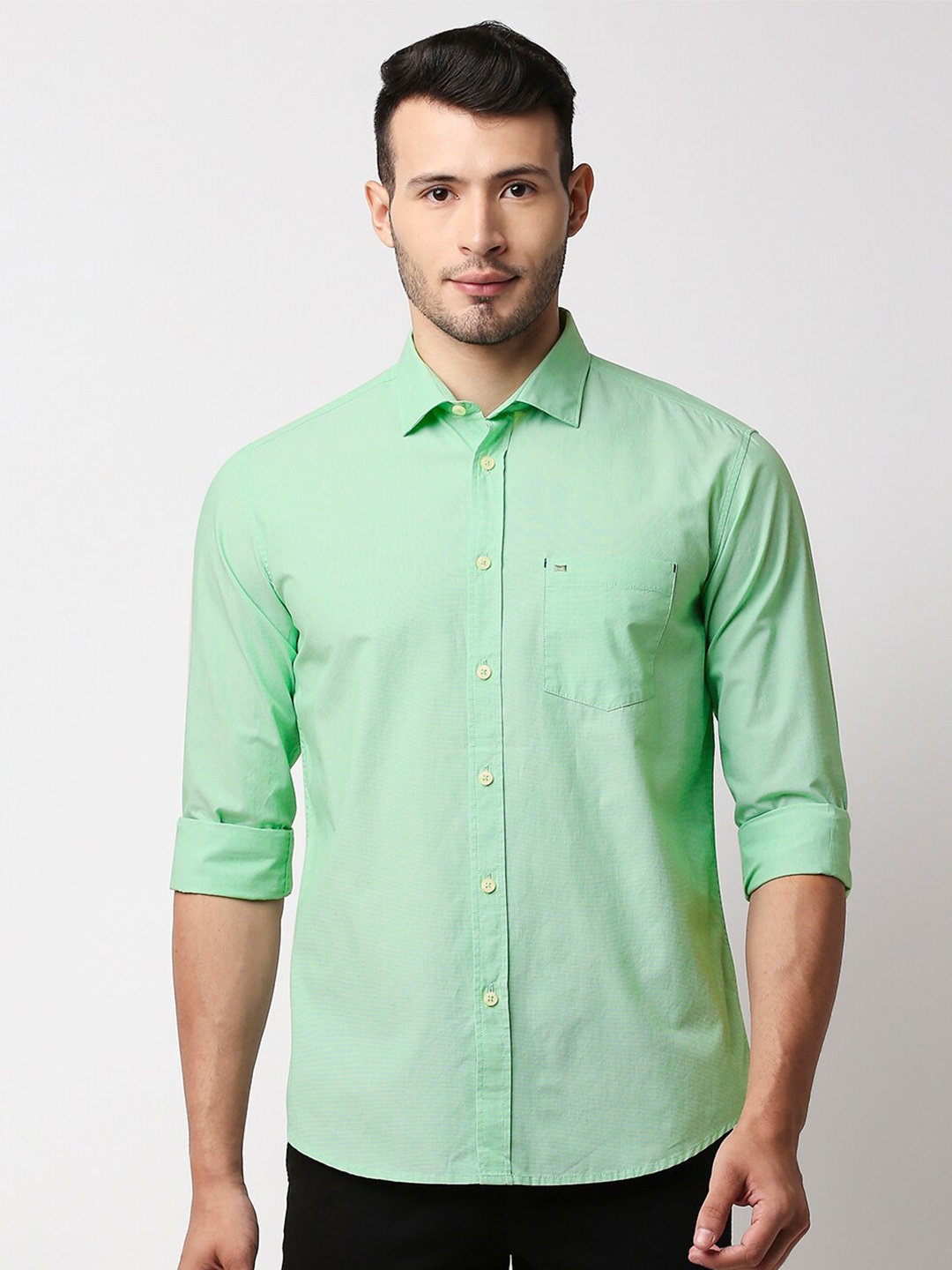 

Basics Men Green Slim Fit Casual Shirt