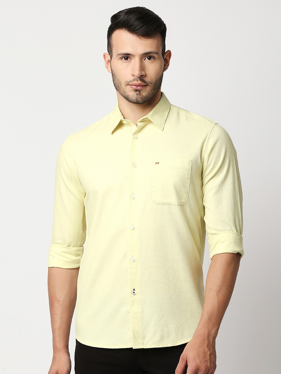 

Basics Men Yellow Slim Fit Casual Shirt
