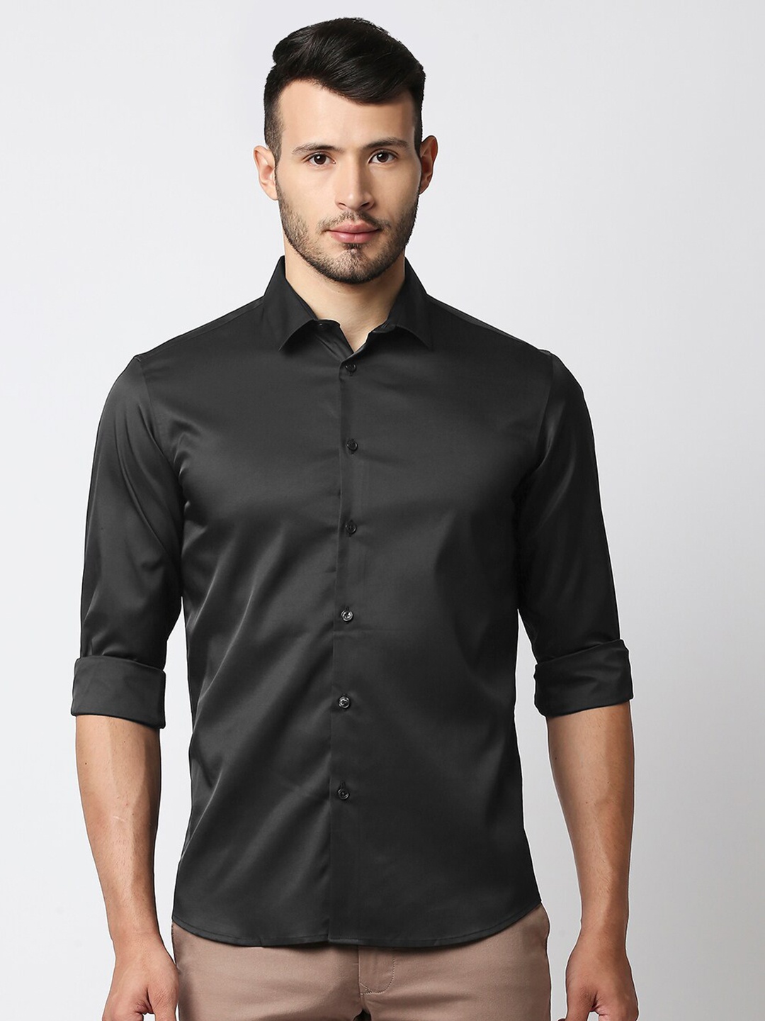 

Basics Men Black Slim Fit Casual Shirt