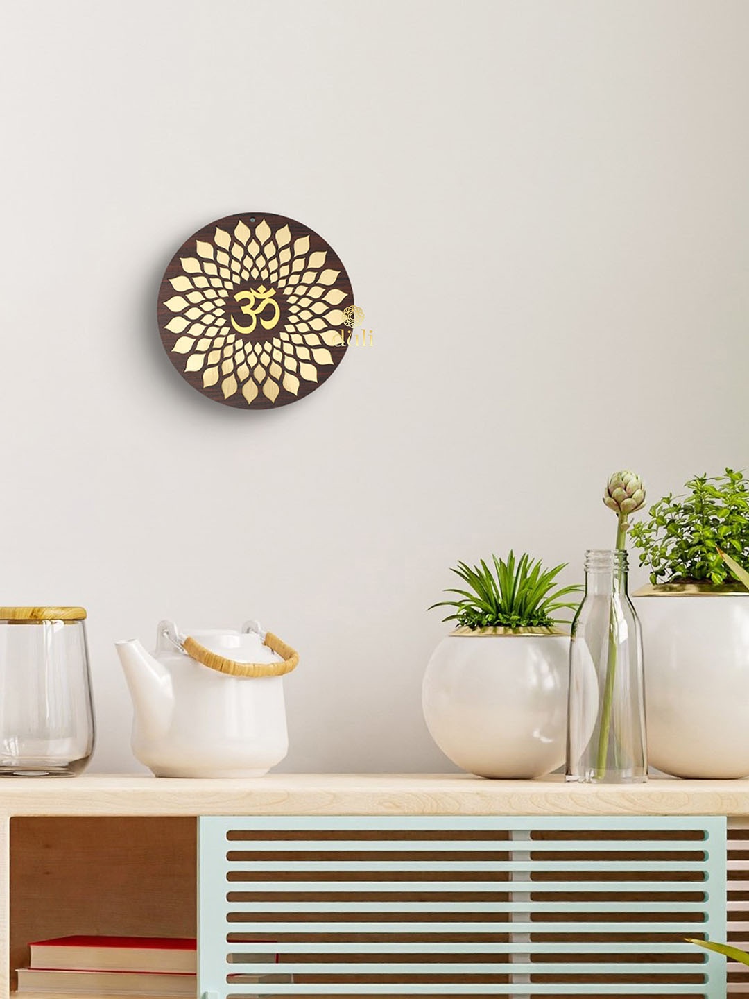 

DULI Brown & Gold-Toned Om Design MDF Wood Wall Decor