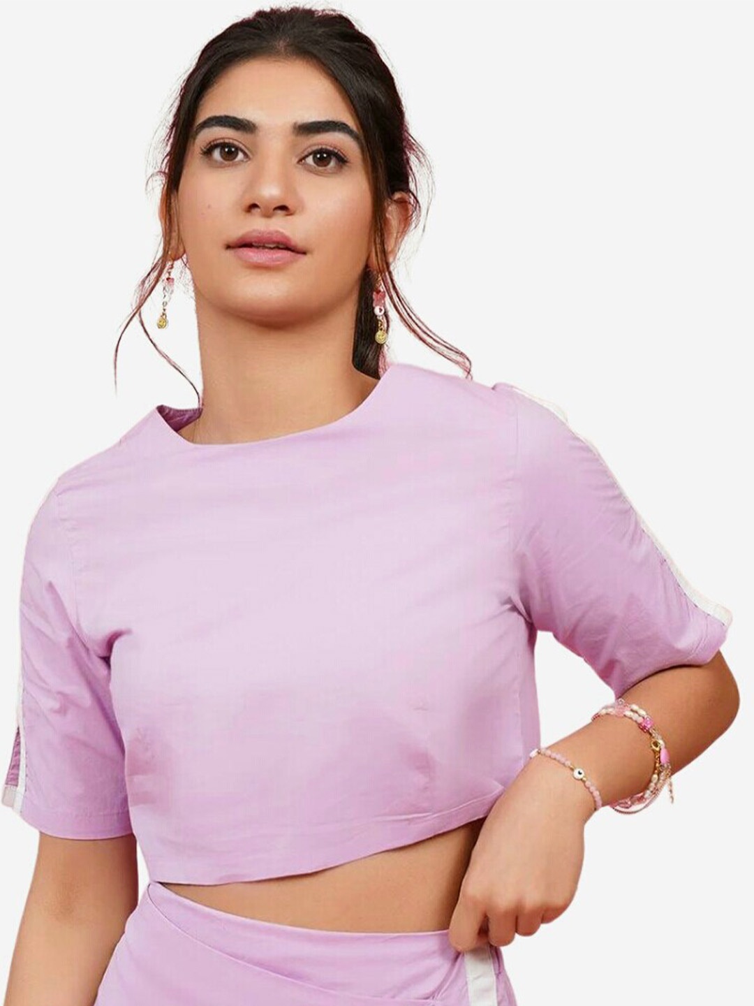 

Alaya By Stage3 Lavender Solid Crop Top