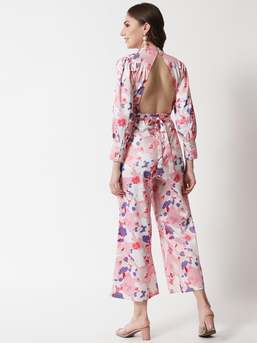 

The Dry State Peach-Coloured & Pink Printed Basic Jumpsuit