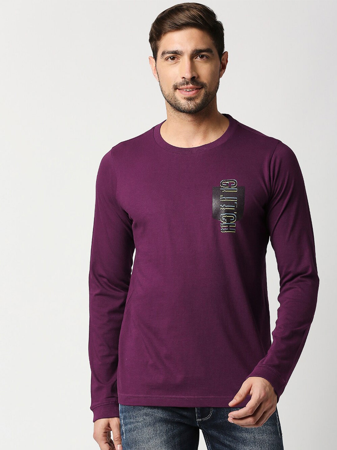 

Basics Men Purple Slim Fit T-shirt