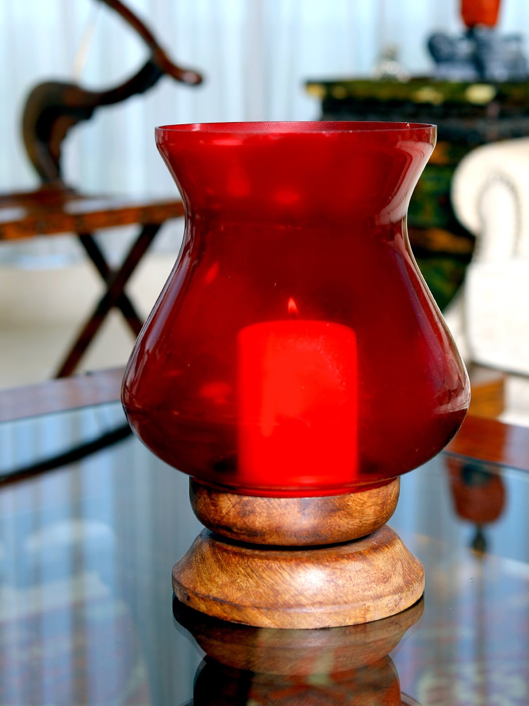 

HOSLEY Red Solid Table Top Candle Holders With Candle