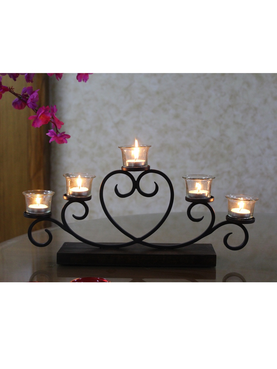 

HOSLEY Black Abstract Tea-Light Candle Holders