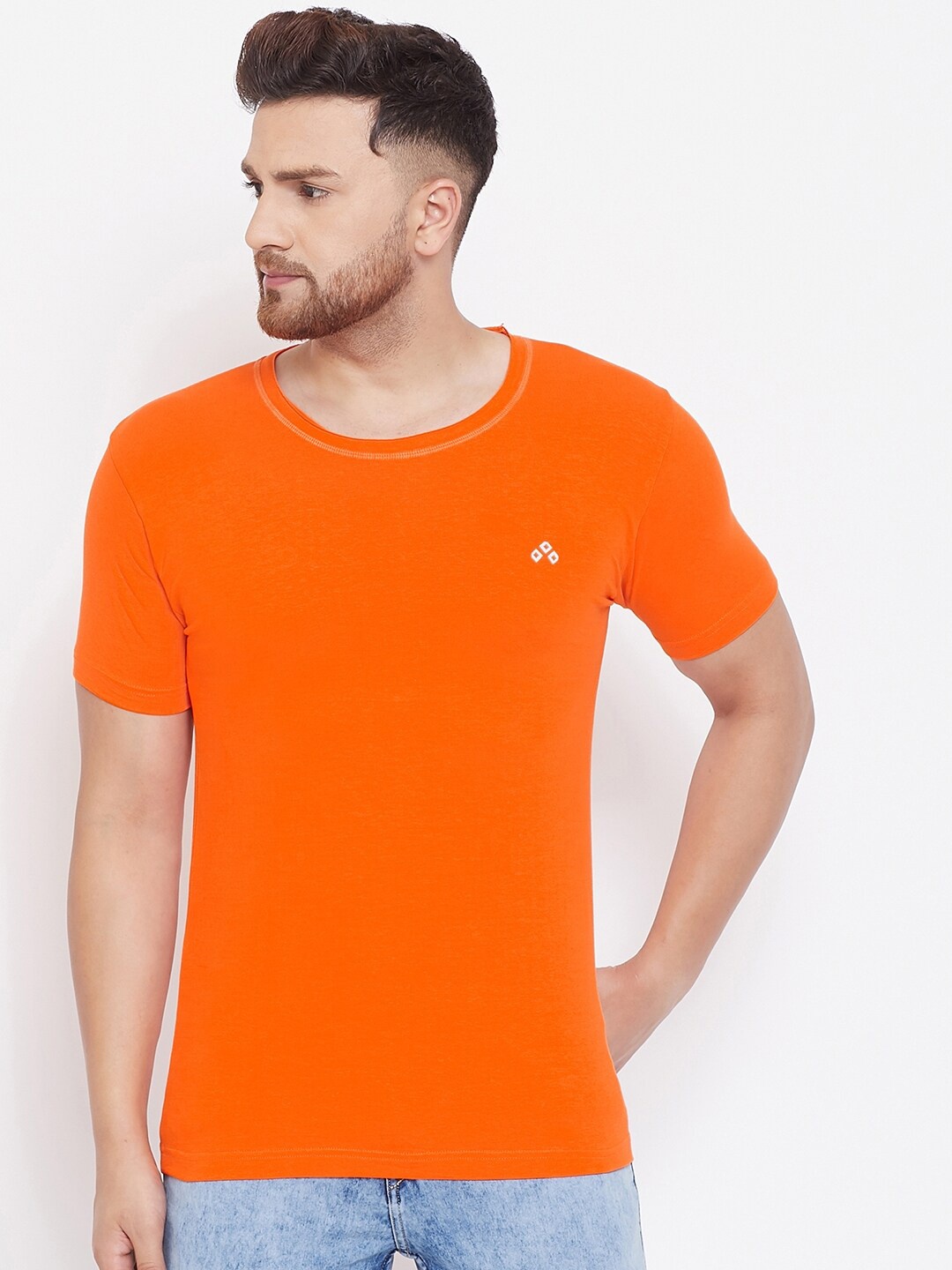 

ALIZA Men Orange Slim Fit T-shirt