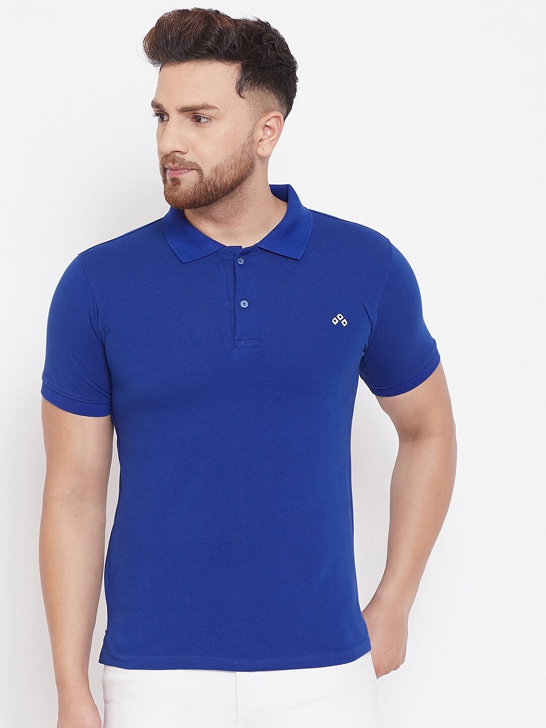 

ALIZA Men Blue Polo Collar Slim Fit T-shirt