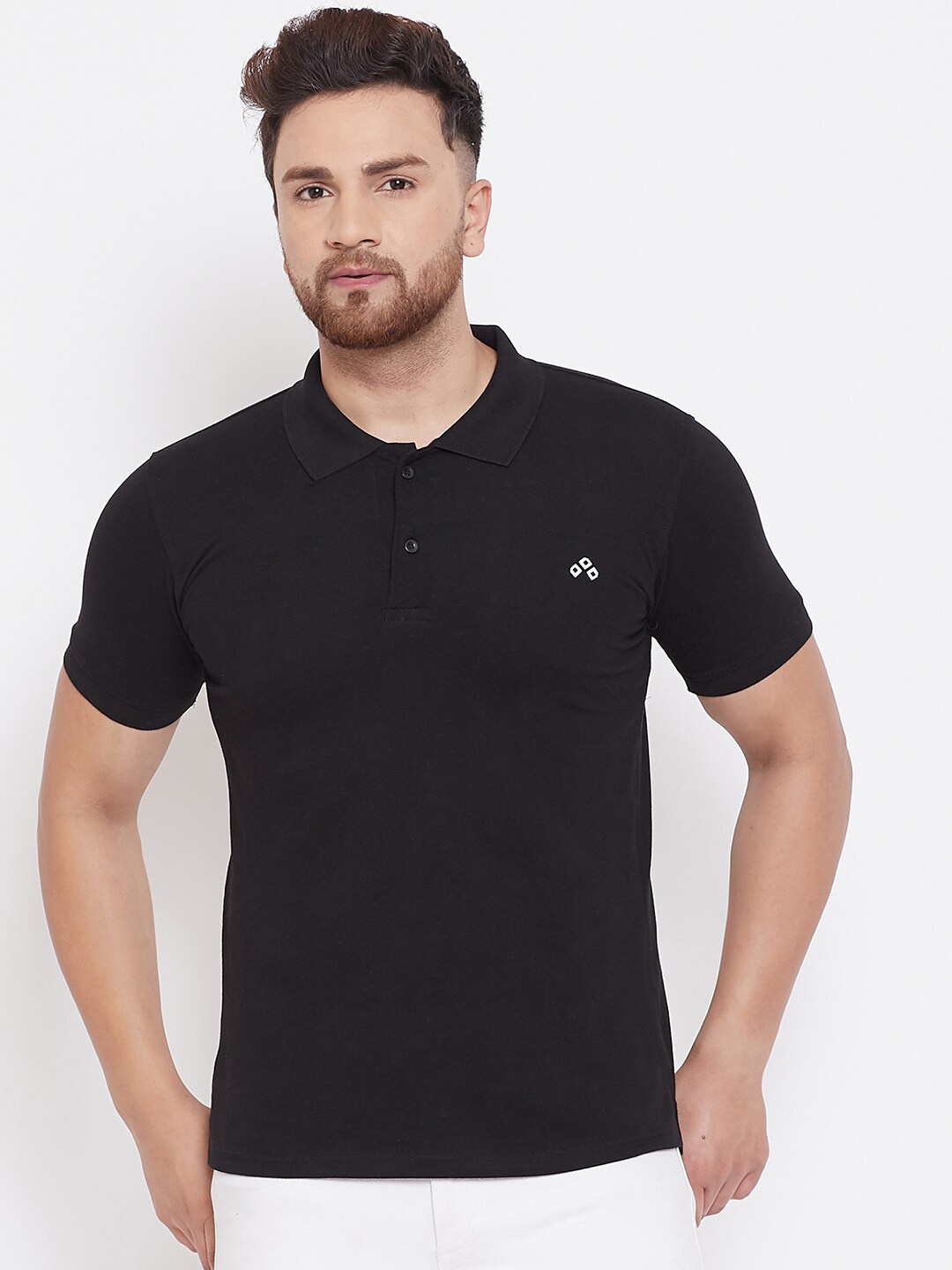 

ALIZA Men Black Polo Collar Slim Fit T-shirt