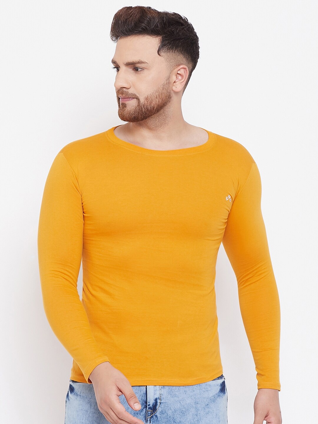 

ALIZA Men Mustard Yellow Slim Fit T-shirt