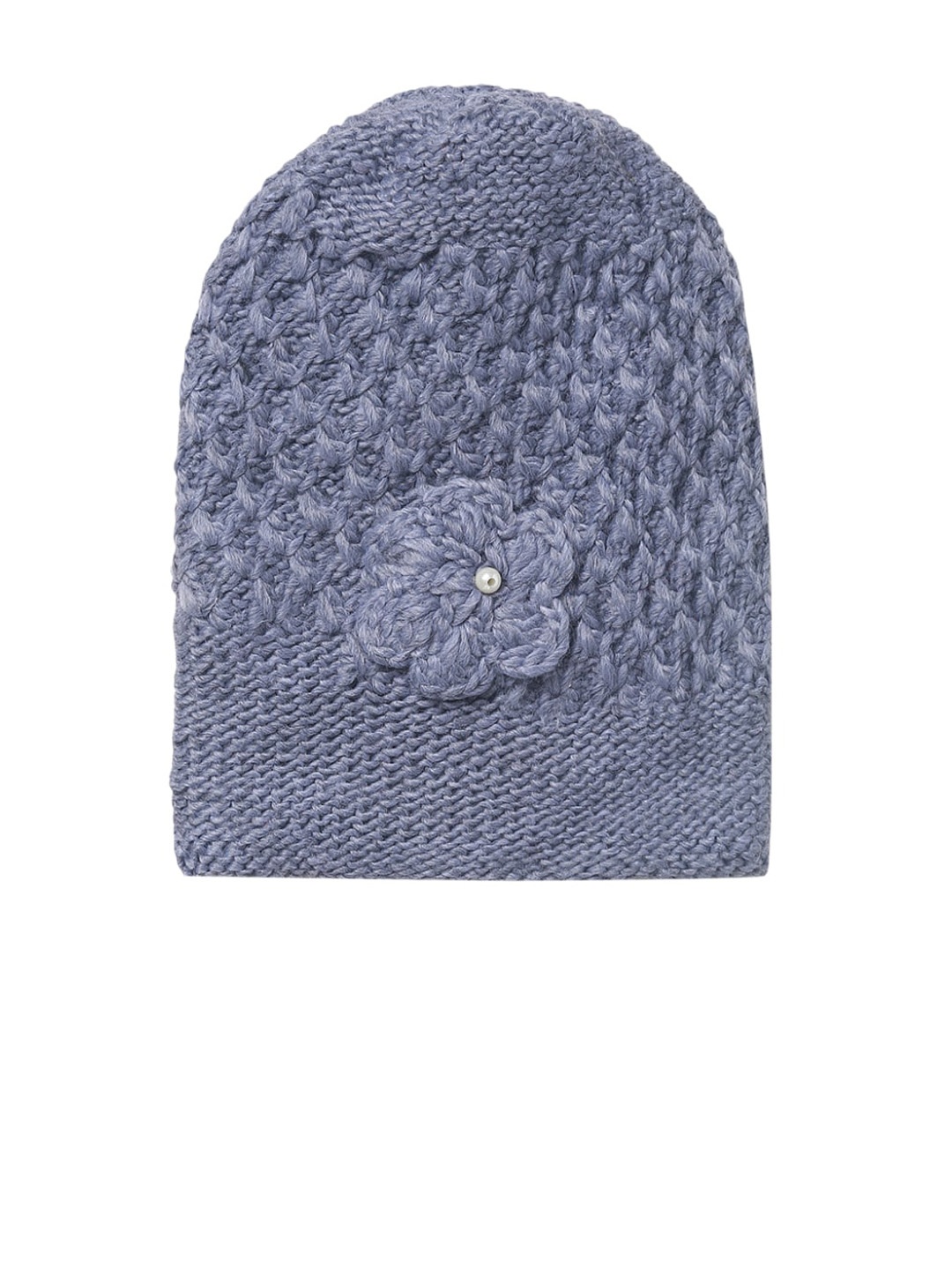 

EL REGALO Kids Blue Wool Self Design Beanie Caps