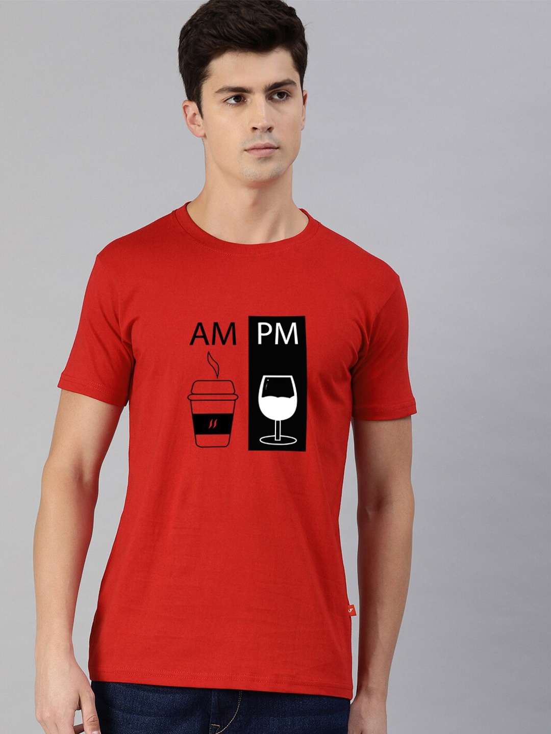 

UNSULLY Men Red Printed 100% Cotton T-shirt