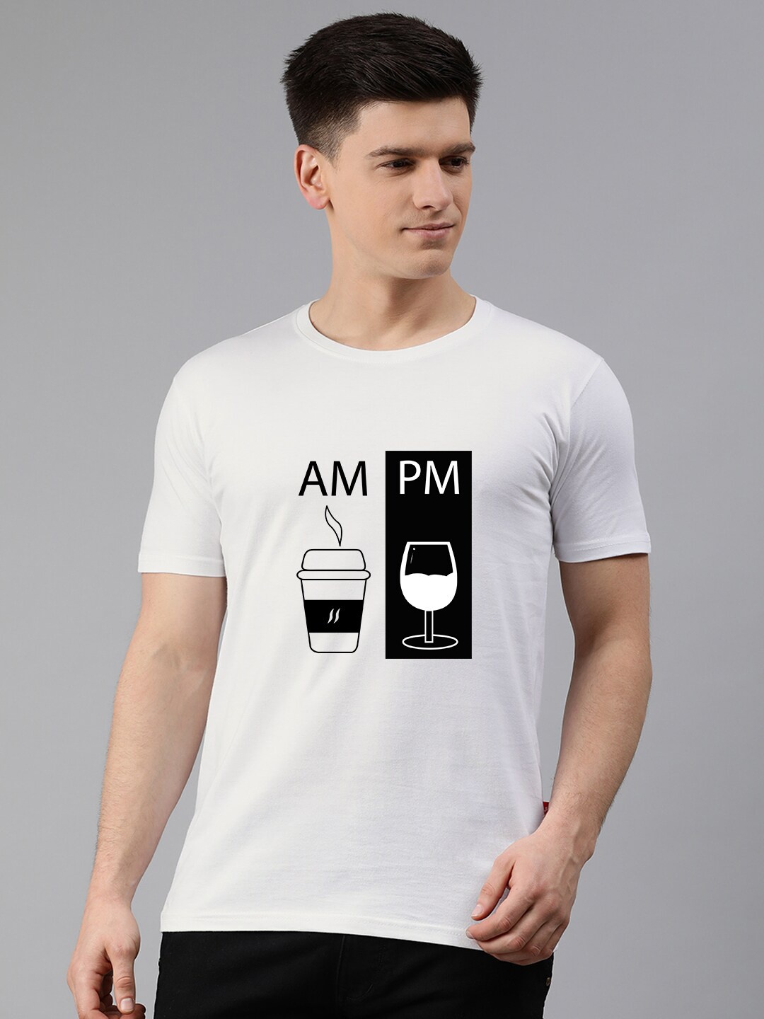 

UNSULLY Men White Typography Printed Cotton T-shirt