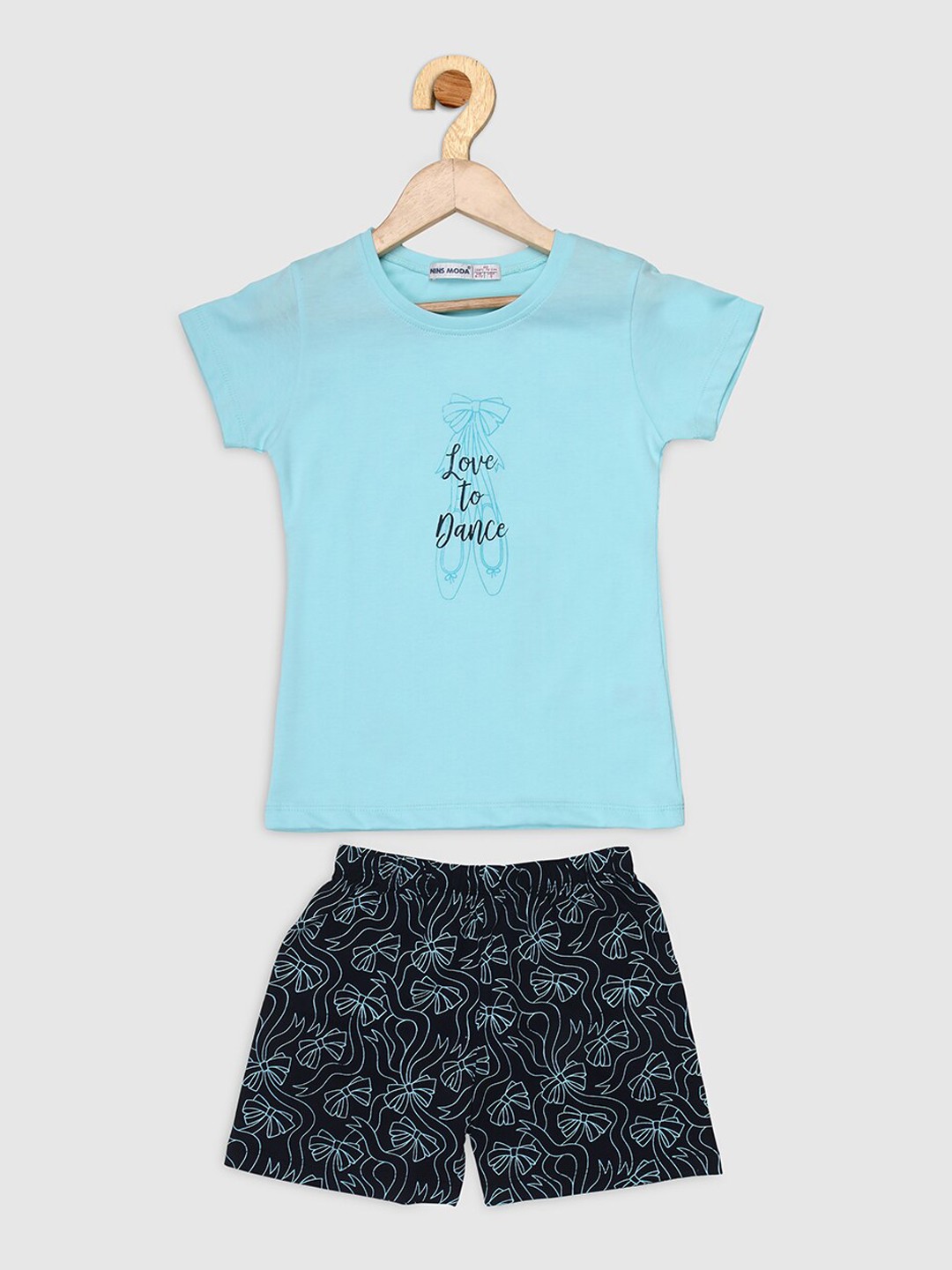 

Nins Moda Girls Blue Printed Night suit
