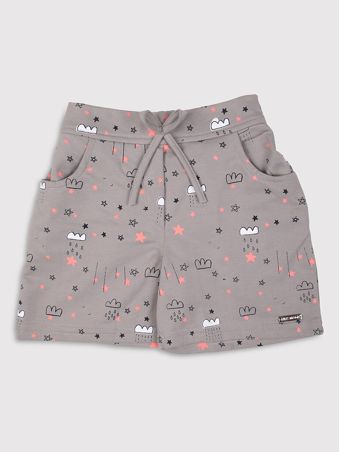 

Nins Moda Girls Grey Printed Shorts