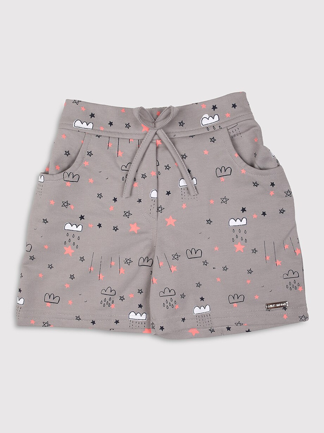 

Nins Moda Girls Grey Printed Shorts