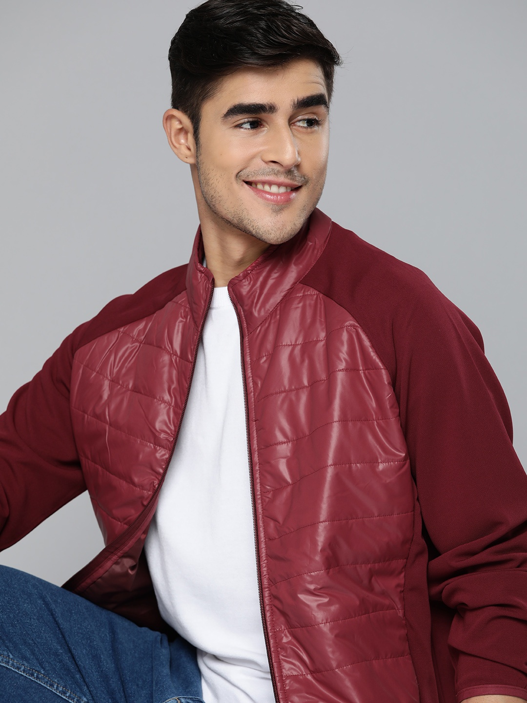 

Mast & Harbour Men Maroon Solid Padded Jacket