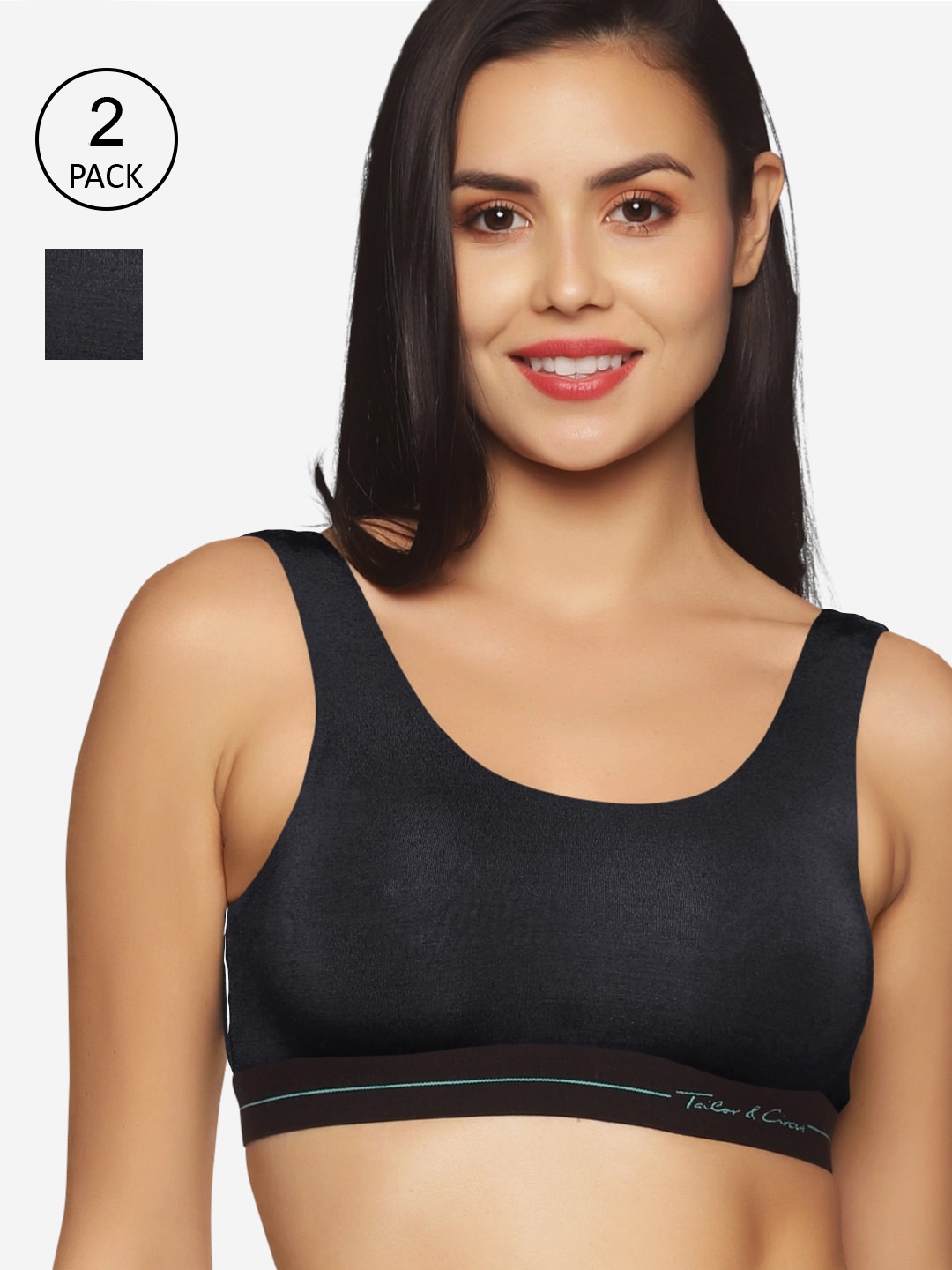 

Tailor & Circus Black Pack of 2 Non Padded Anti Bacterial Bralette Bra
