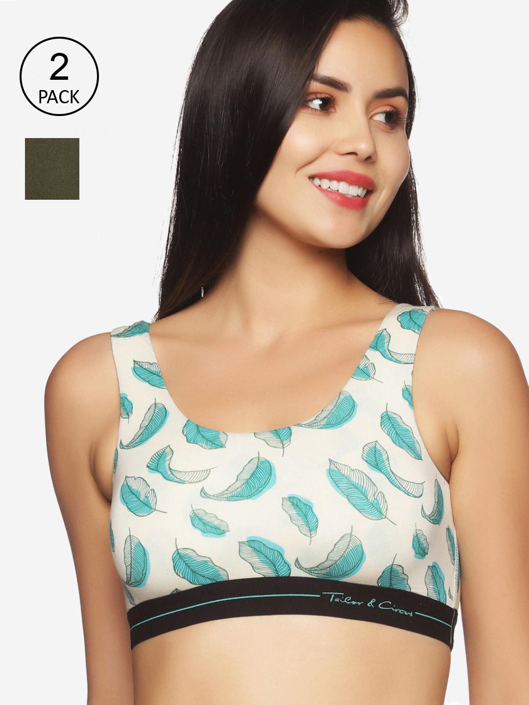 

Tailor & Circus Women Green And white Set Of 2 Bras
