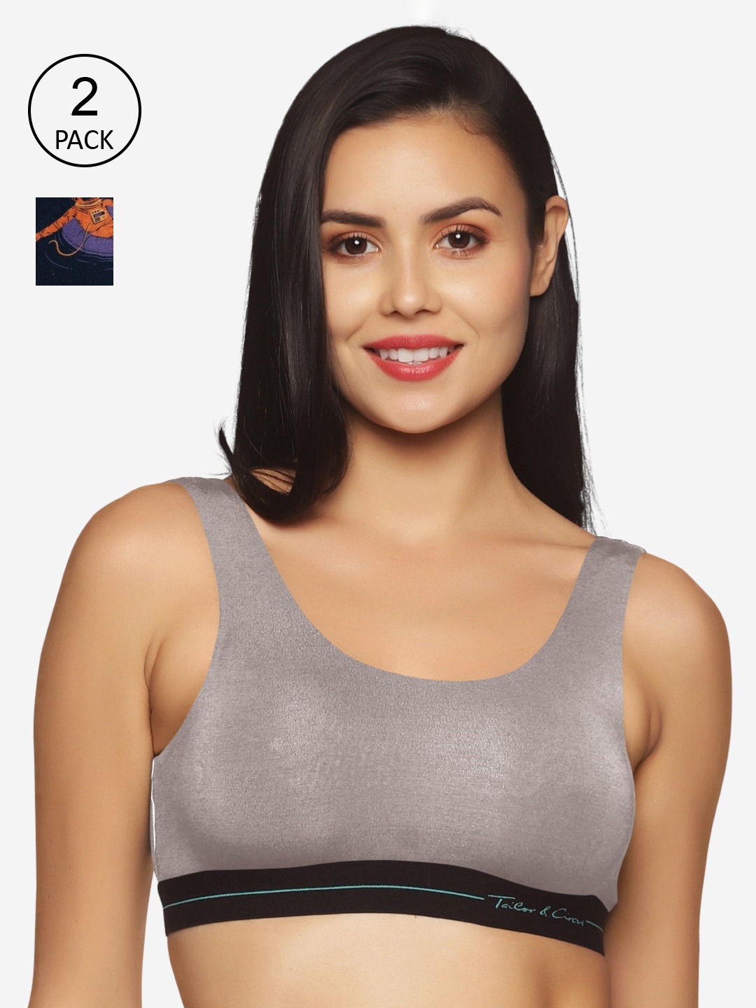 

Tailor & Circus Pack of 2 Black & Rust Bralette Bra