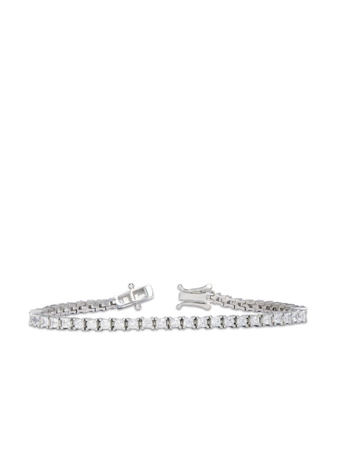 

ANAYRA Women White & Silver-Toned 925 Sterling Silver Cubic Zirconia Link Bracelet