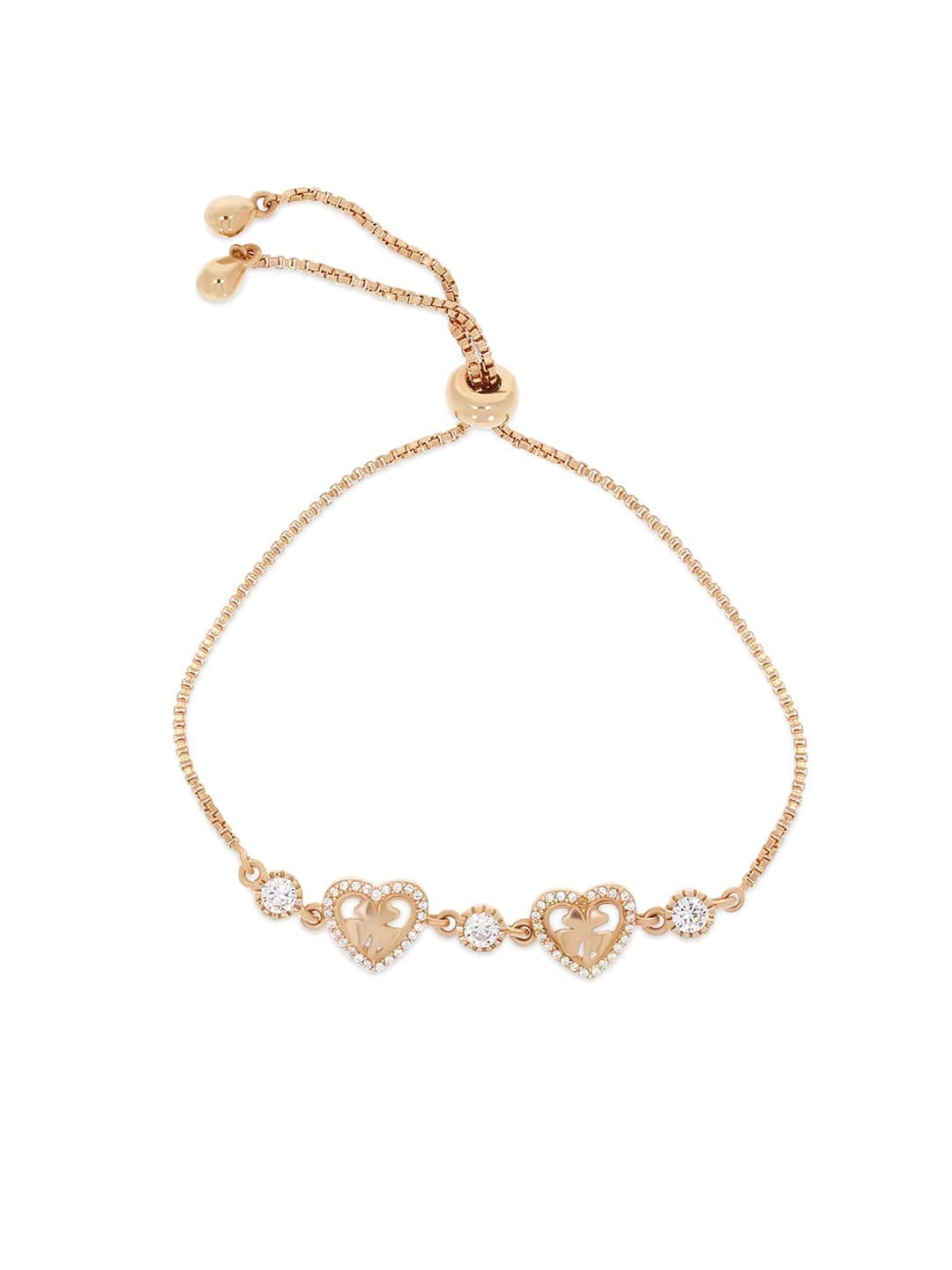 

ANAYRA Women White & Gold-Toned 925 Sterling Silver Cubic Zirconia Link Bracelet